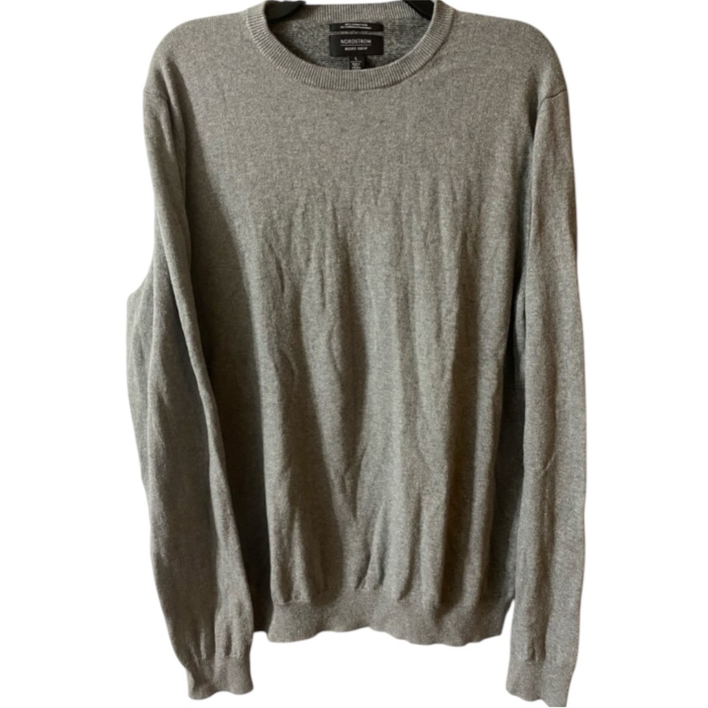 Nordstrom Sweater, Crew neck, Sz L, Neutral, Cotton, Cashmere, old money